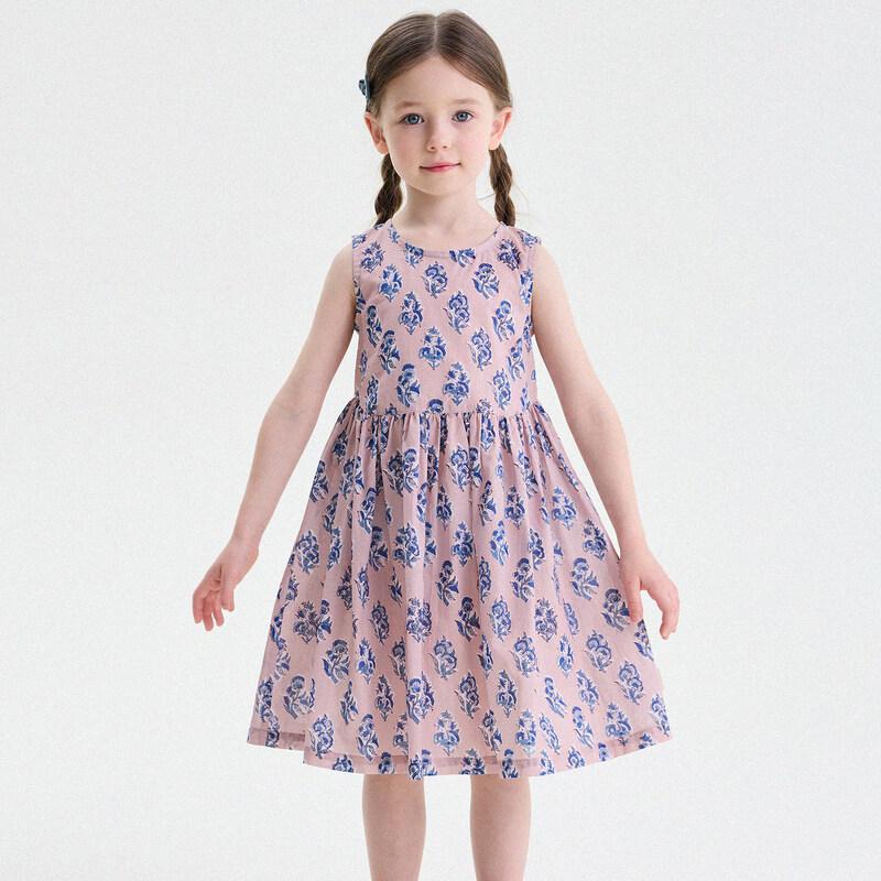 Yun er Ma Girls  French Floral Cotton Sleeveless Dress 90