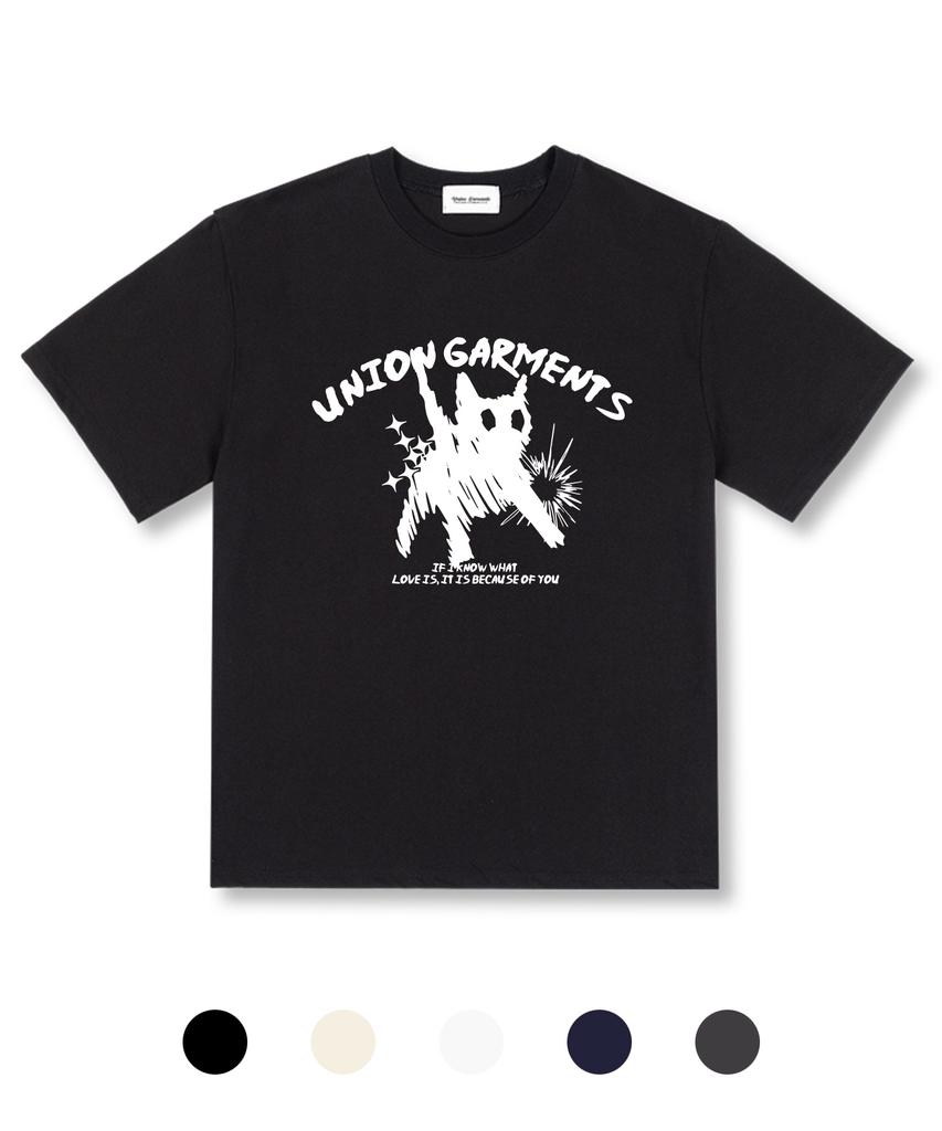 UNION GARMENTS Love Is Cat Oversized Short Sleeve T-Shirt 5 Colors