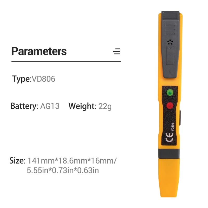 Sound Light AC/for DC Voltage Detector Electric Non-contact Pen Tester Continuity Battery Test Pencil VD806