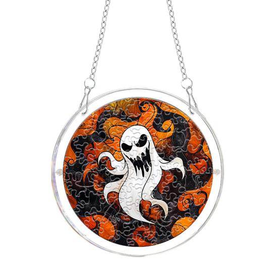 Xiaobudian Halloween Acrylic Puzzle Suncatcher Window Hanging,7.87 Inch Sun Catcher Decoration Ornament, Ideal for Gifting and Home Decor