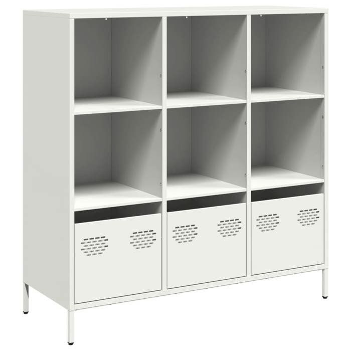 VidaXL Buffet haut blanc 101,5x39x103,5 cm acier, armoire à livres, armoire à livres moderne, étagère à livres, étagère et 851393