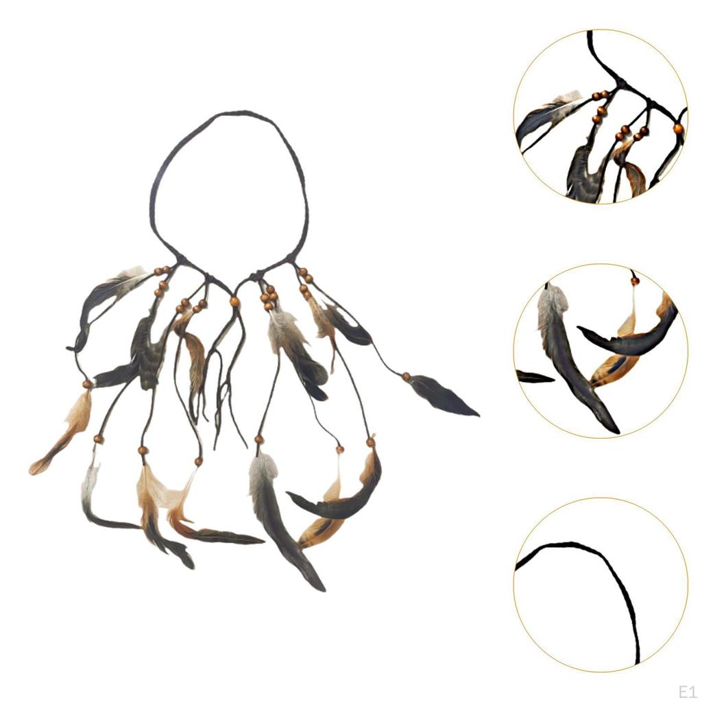 Bohemian Feather Headband Indian Boho Headpiece for Prom Costume Holiday Cosplay