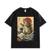 Catzilla Japanese Art Funny Cat Graphic T Shirts Men Women Clothing Fashion Cartoon T-shirts Summer Casual Loose Cotton T-shirt