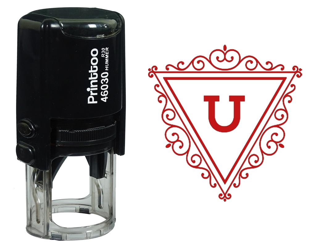 Printtoo U Alphabet Swirl Border Triangle Monogram Initial Self Inking Rubber Stamp Office