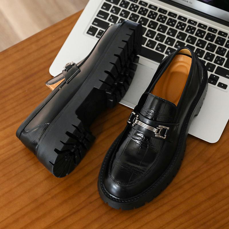 Classic Black Business Loafers Men Slip On Men's Leather Shoes Comfortable Platform Man Dress Shoes Zapatos De Vestir Hombre