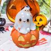 Halloween Pumpkin Ghost Figurine Resin Spooky Cartoon Ghost Statue Sculpture Home Office Desktop Bookshelf Holiday Party Decoration Ornament