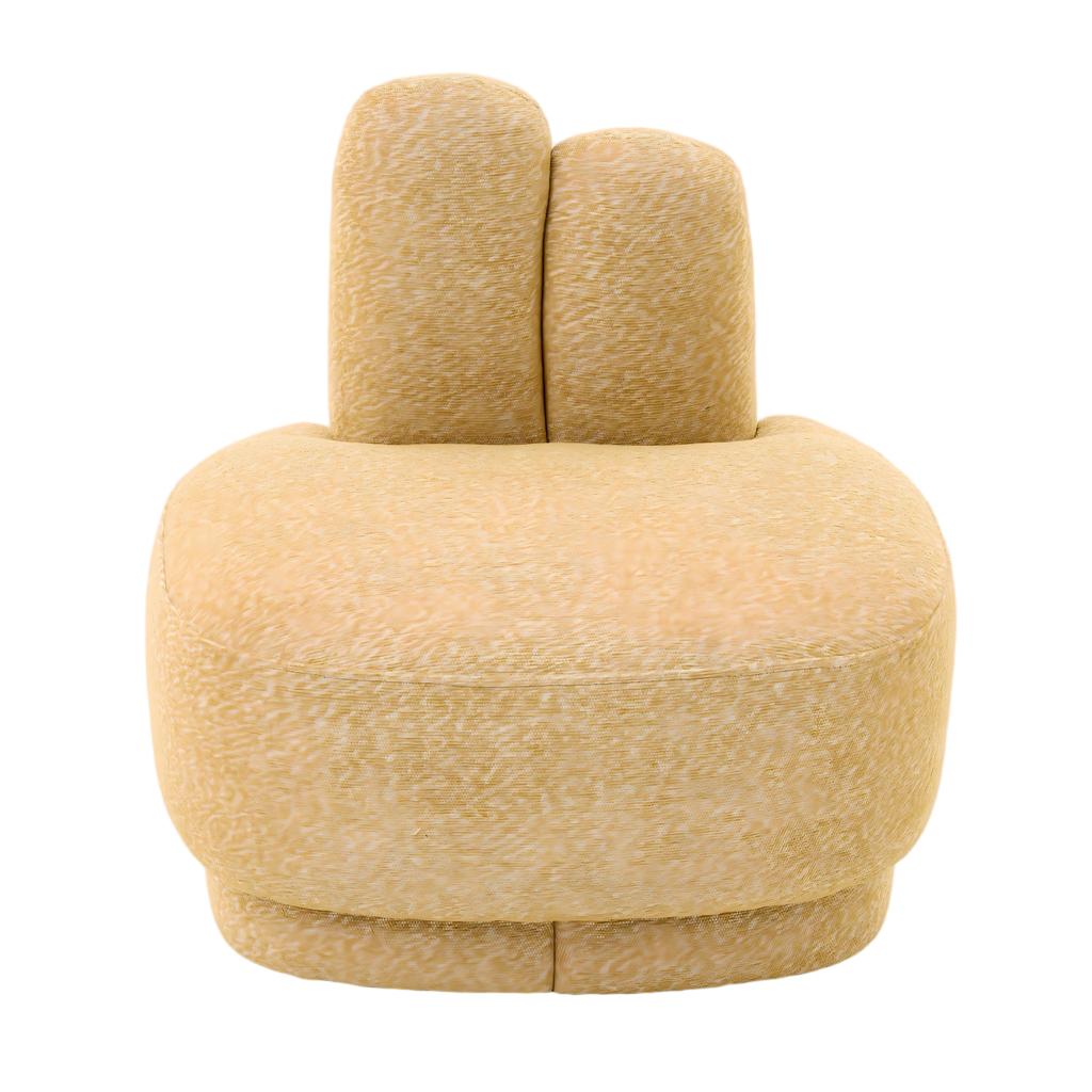 Cozy Bunny-Ear Fabric Ottoman - Fixed Upholstered Stool with Cute Ears, No Storage, Not Removable