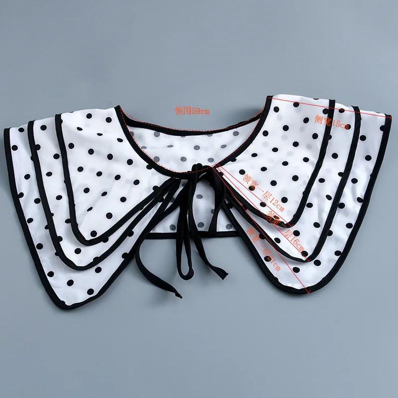 Polka Dots Shirt Detachable Collar for Women Fake Collars for Sweater Shoulder Wraps Neck Blouse False Collar Shawl Small Cape