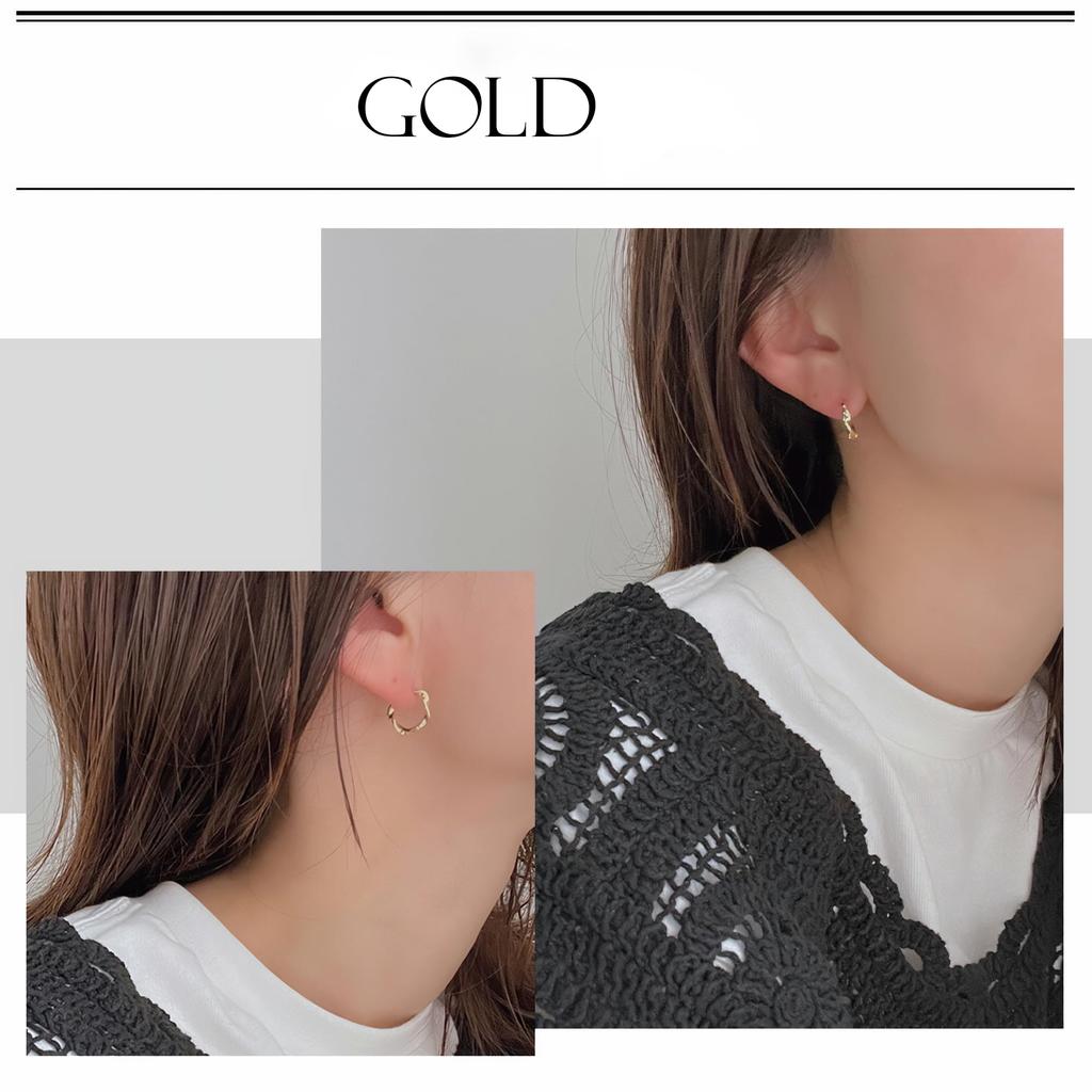 Earrings for Hoop Pink Always Gift Box Included [Hothrty] Women, Earrings, Twist, Foldable, Catchless, Openable, Zirconia, Silver, Gold, Gold, Small,