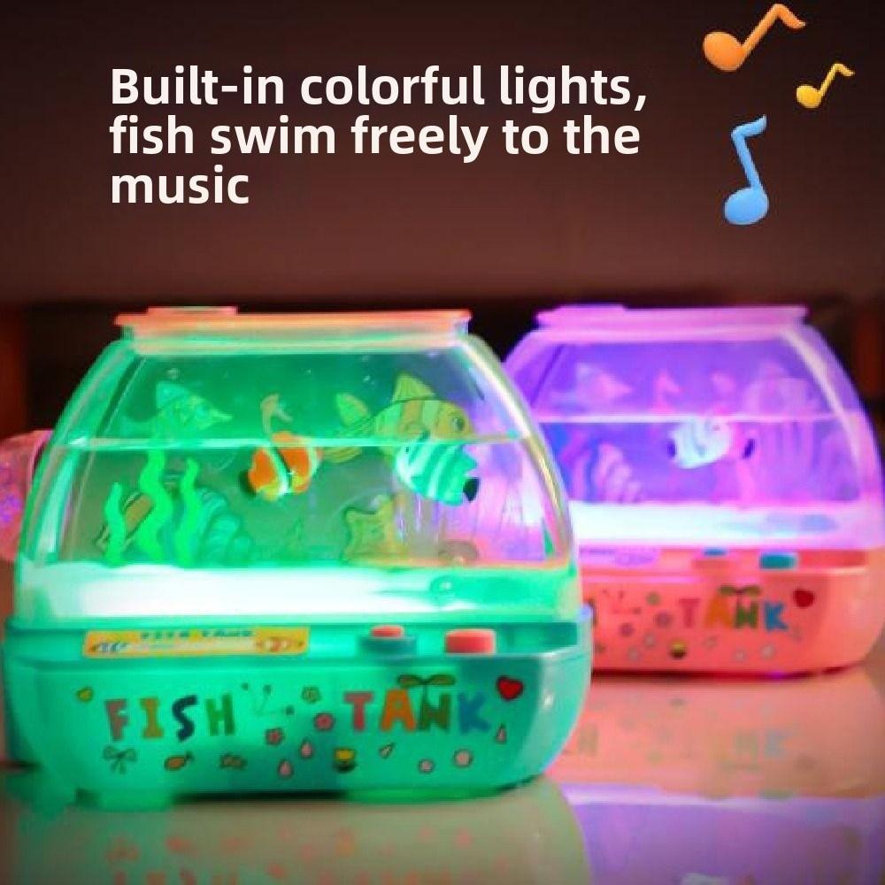 Cartoon Mini Simulation Fish Tank Lovely LED Light Up Tank Music Interactive Aquarium Toys  Home