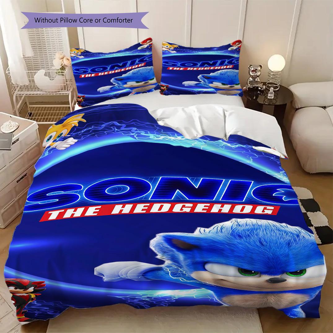 Sonic the Hedgehog Duvet Cover | King, Queen, Full, Twin, Anime Cartoon Bedding Set Gift LXRa41 135x200cm