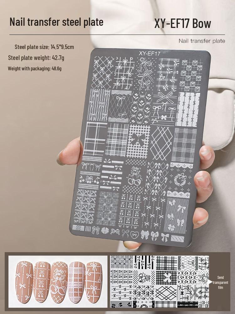 Nail Art Stamping Plates - Star, Polka Dot, Lines, Grid Lace Textures