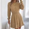 Autumn and Winter Women's Knitted Sweater Dress Solid Color Slim-fit Lantern Sleeve Sweater Dress Knitted A-line Dress
