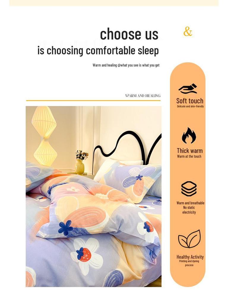 Long-Staple Cotton Brushed Bed Sheet - Solid Color, Thickened, Multiple Sizes (1.2/1.5/1.8m) for Dormitory Single Beds.