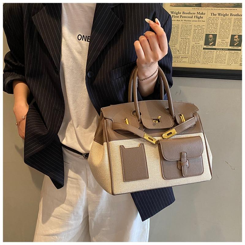 Fashion contrasting color large-capacity bag New commuter versatile messenger bag High-end women's portable platinum bag