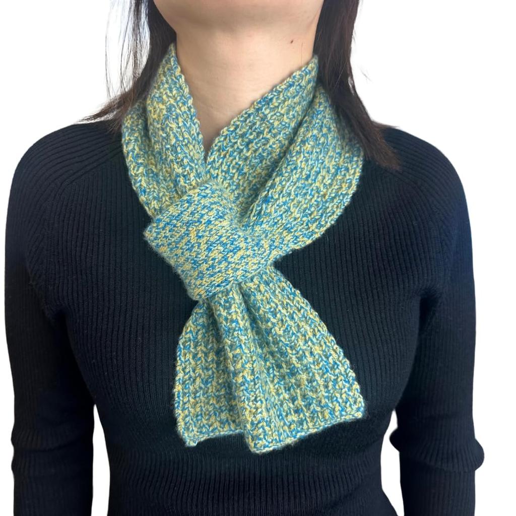 Cashmere Mini Insert Scarf for Men and Lightweight Waffle Gift Air Fluffy I.P.P. 100% Scarf, Women, Knit, 3-Color Mix, Idea, I.P.P. (Yellow-Green)