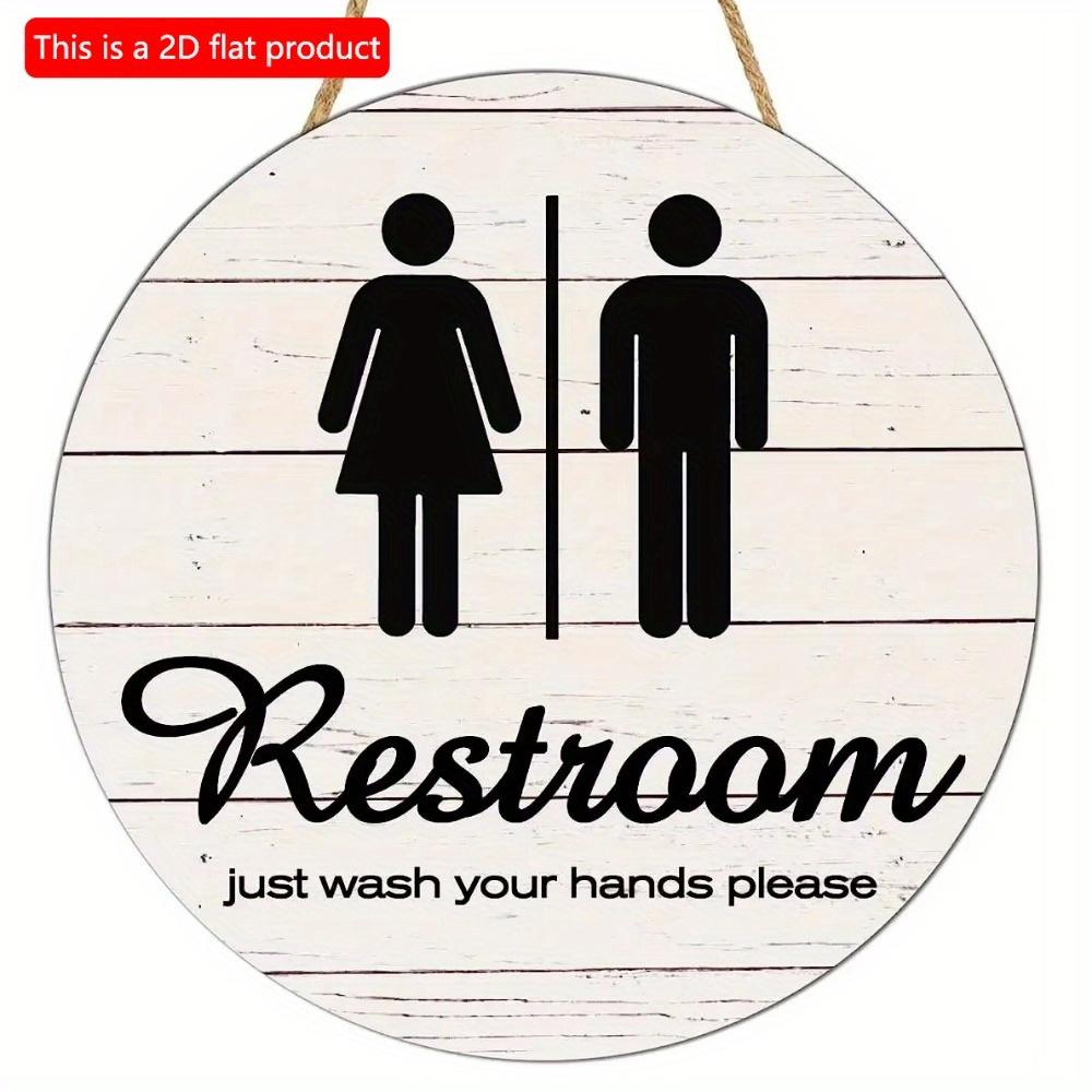 1pc 2d Flat Toilet Round Wooden Sign - 20cm, Home Business Mall Bar Bathroom Sign Wall Decoration Toilet Please Wash Your Hands