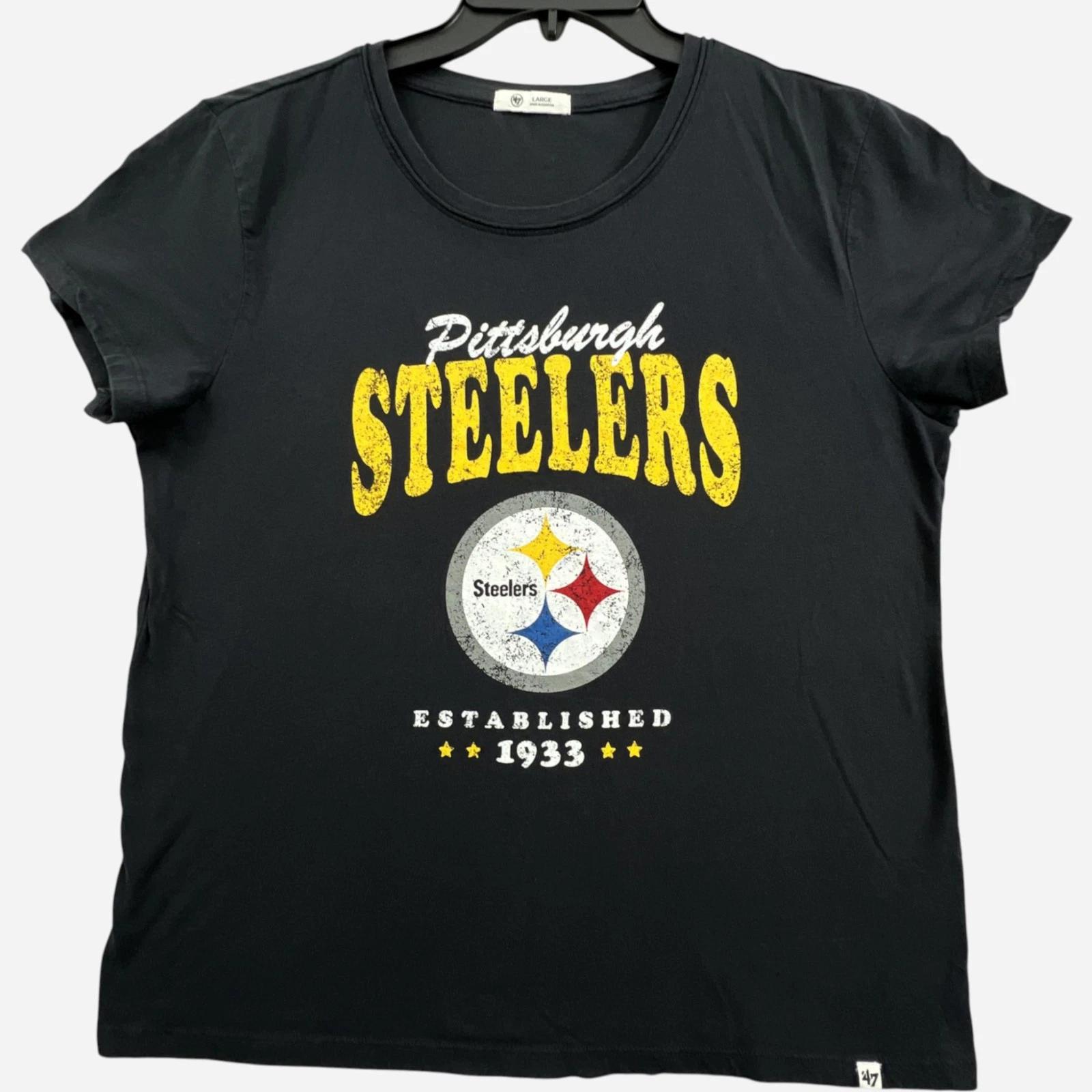 Футболка Pittsburgh Steelers Женская Размер L Черная NFL Графическая Футболка  47 S