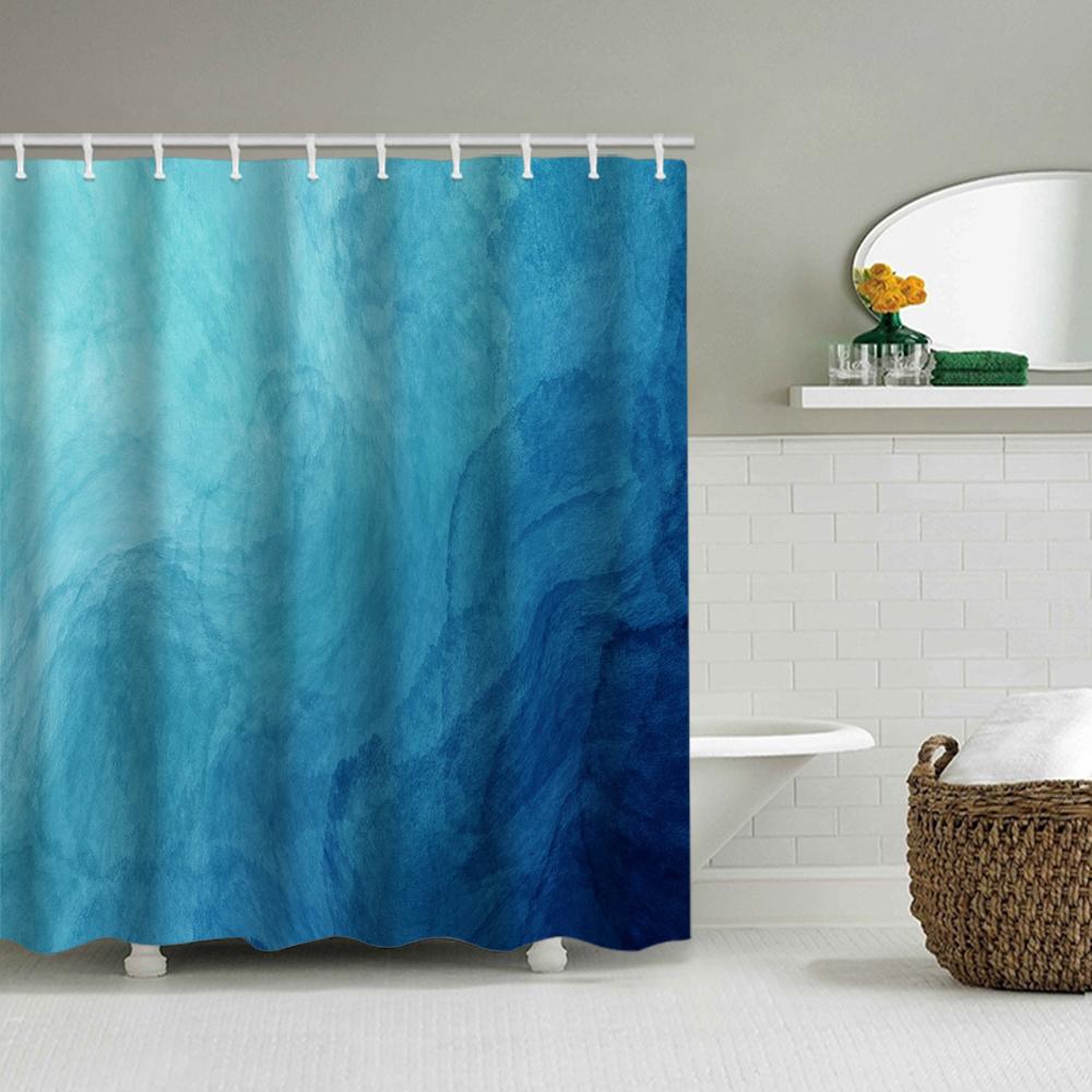 

Набор 1/4 морской воды Занавески для ванной, Декор для сиденья унитаза, Шторка для душа с ковриком и крышкой для унитаза, 12 крючков 70,8x70,8 дюймов 180*180cm