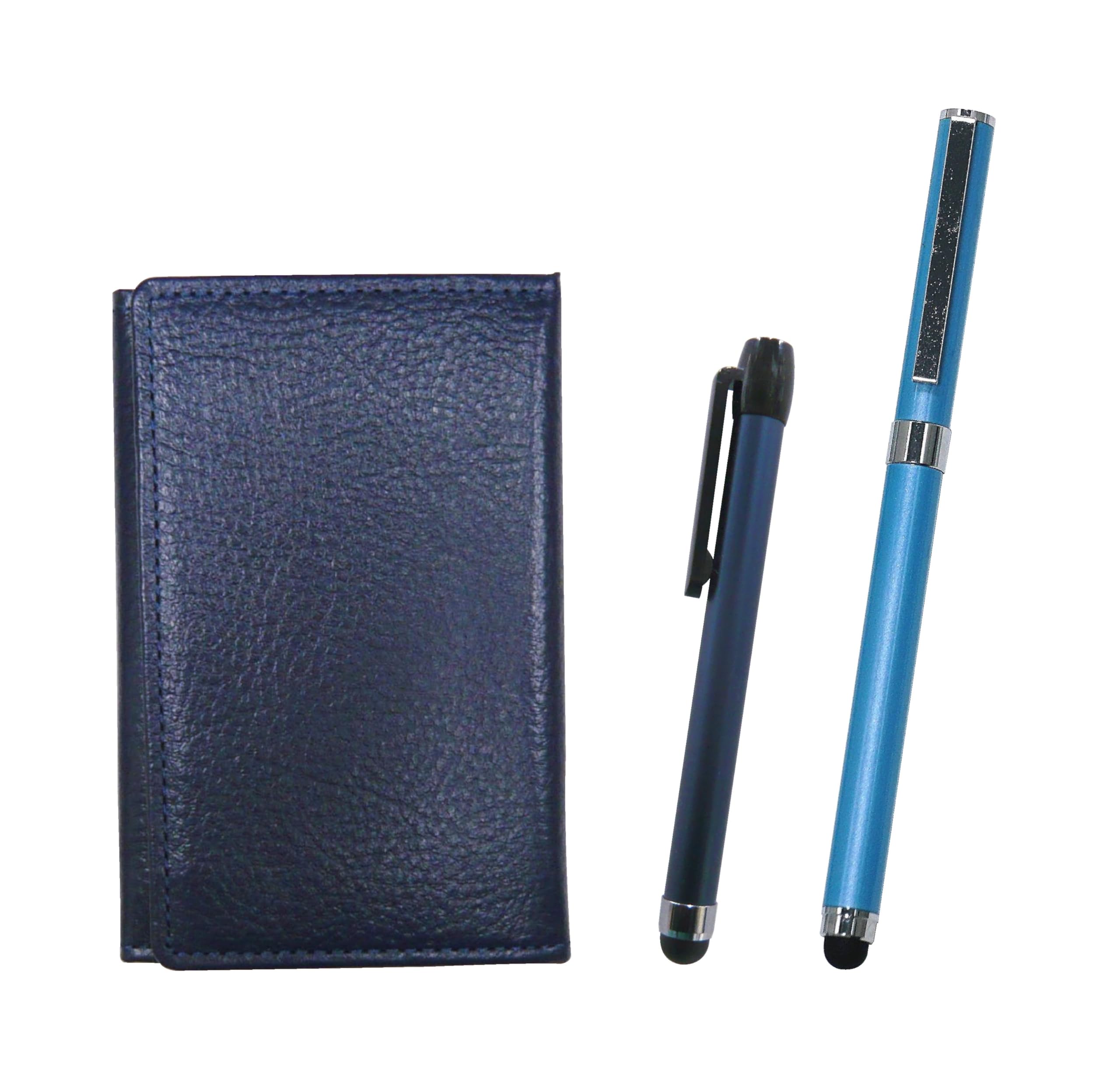 

Blue grained leather business card blue metal touch and smartphone cap ballpoint pen extra set holder, stick, touch/metal (Blue MEIL-ALL-QSJW700-L)