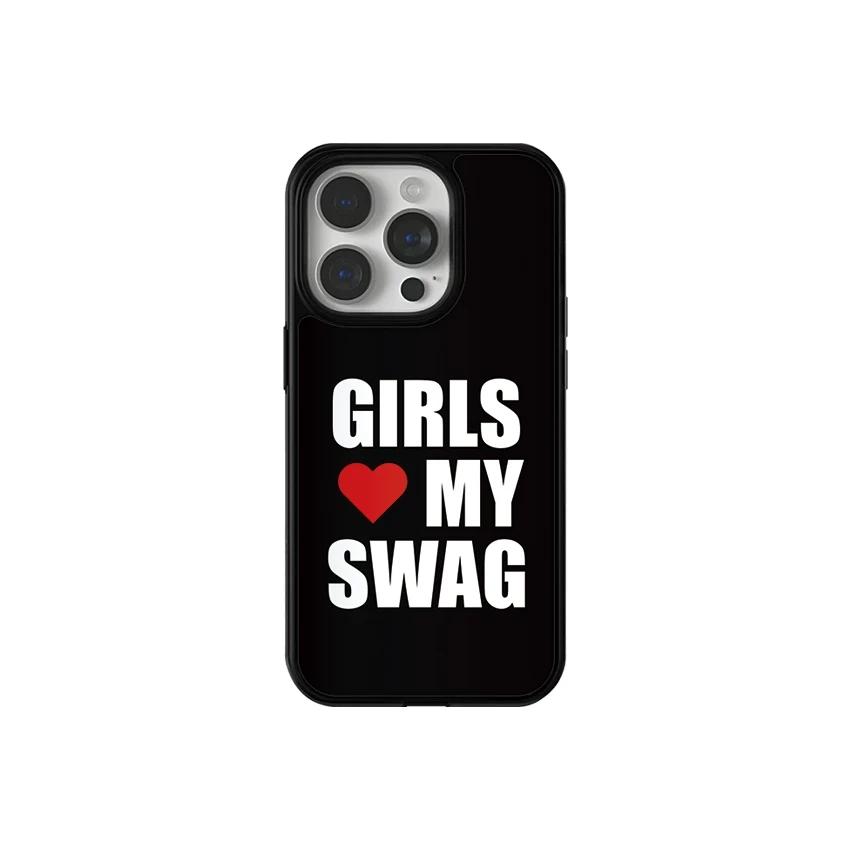Minimalist Letter Boys and Girls Love My Swag Phone Case for iPhone 17 AIR 16 15 14 13 12 11 PRO MAX PLUS Y2K Glass Bumper Cover