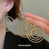 Threaded Hollow Geometric Round Layered Earrings Ear Hook Metal Earrings Niche Design Earrings Women