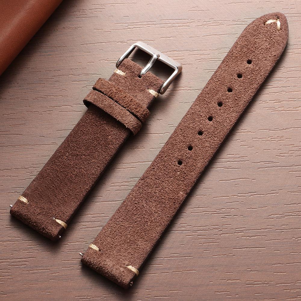 14mm 16mm 18mm 20mm 22mm Zamszowy Pasek do Zegarka Szary Vintage Pasek Zamienny Bransoletka Ręcznie Szyty Pasek do Zegarka dla Oris