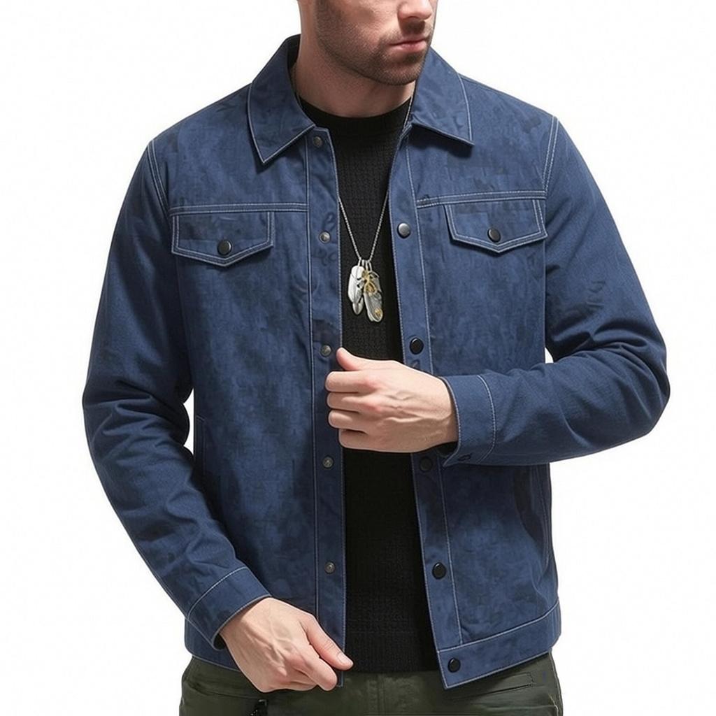 Men's Full Print Lapel Collar Jacket Vintage for Fall Winter Daily Wear