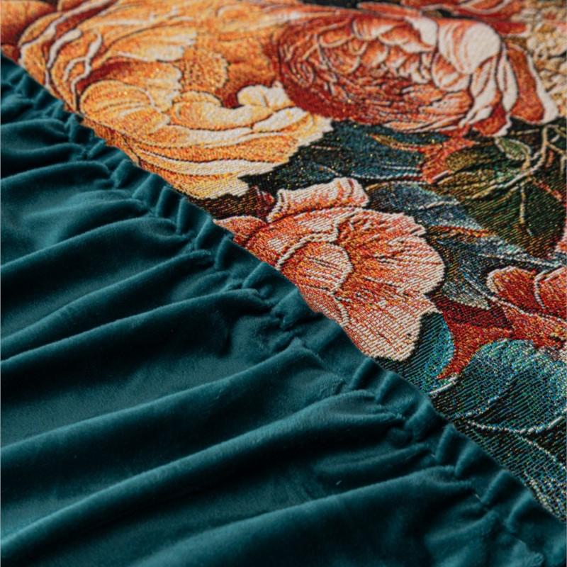 French Ruffled Edge Mat Aesthetic Anti-Slip Cooling Flower Printed Couch Cushion Mats Autumn Universal Chenille Sofa Cover