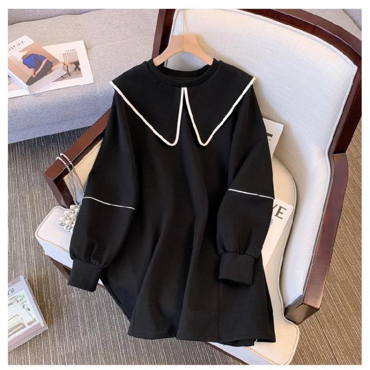 

Women Casual Loose Doll Collar Fleece Jacket Sweatshirt Top for Women 4XL чорний
