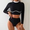Costum de baie conservator pentru femei, cu mânecă lungă, din două piese, cu protecție solară, pentru izvoare termale