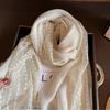 Long Cotton Linen Scarf Retro Silk Scarf Versatile Flaxen Lace Scarf  for Women