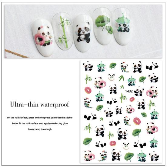 Cute Panda Leaf Design Nail Sticker Decorative Paste Easily Self-Adhesive DIY Paper Nail Art Stickers Nail