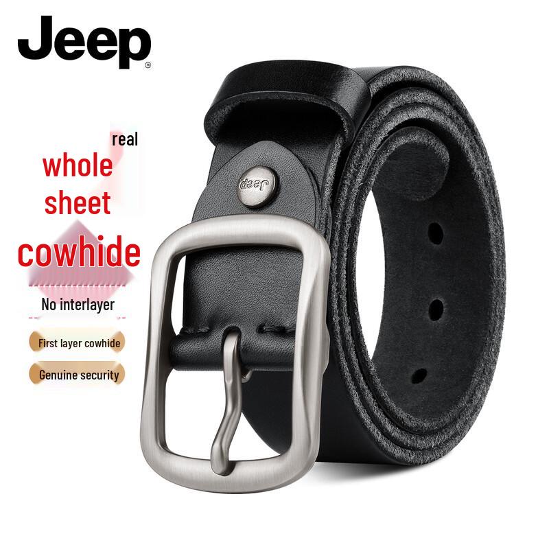 JEEP Men s Genuine Leather Pin Buckle Belt 110-115cm (fits up to 34in waist)