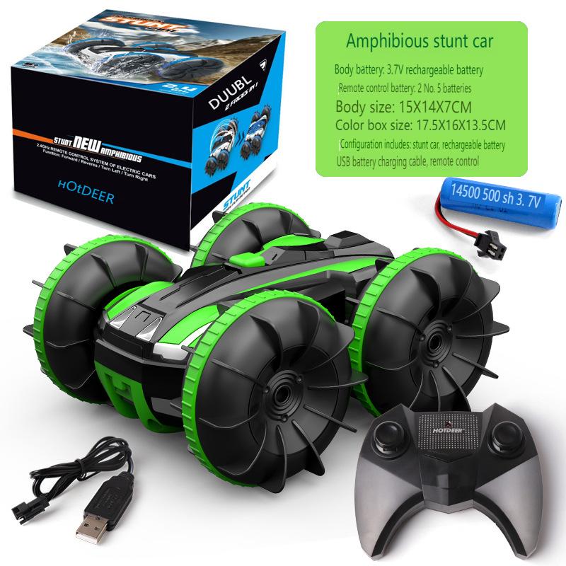 2.4G амфибия машина с дистанционным управлением детская игрушка восьмиколесный трюковой автомобиль амфибия амфибия машина с дистанционным управлением внедорожный скалолазный автомобиль stunt зелёный