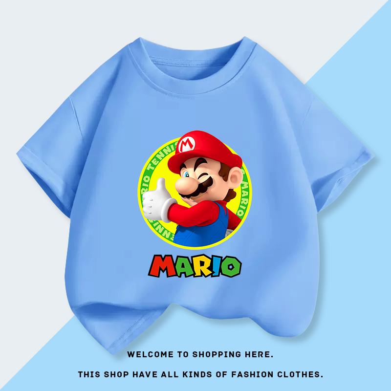 Super Mario Bros Childrens Cartoon Short Sleeved Tshirt Summer New Top
