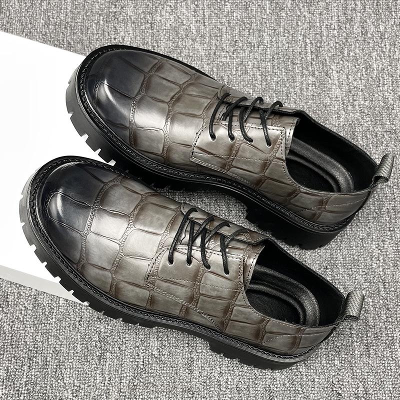 Foreign Trade Large-size Men's Shoes 2025 Popular Fashion Big Head Leather Shoes Men's Thick-soled Retro Versatile Shoes Tide