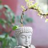 Pot de Fleurs Tête de Bouddha en Résine avec Trou de Drainage Style Statue Jardinière pour Succulentes Pot de Plantes Moderne Toutes Saisons