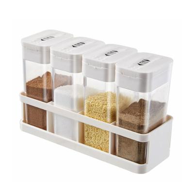 Set de 4 pièces sans BPA Pots à épices Boîte à assaisonnements à ouverture coulissante Distributeur d'épices Boîte organisatrice de cuisine