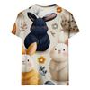 Women's Fashionable Casual Short-Sleeved Raglan Sleeve Easter Print T-Shirt Top