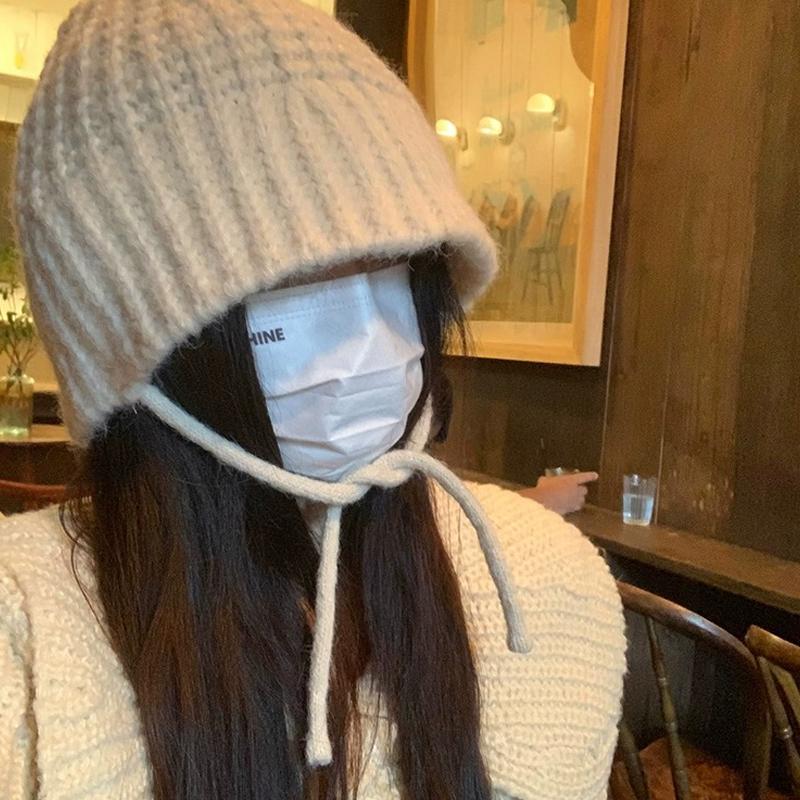 Korean Versatile Bucket Hat Winter  Keep Warm Earmuff Casual Knitted Hat For Women