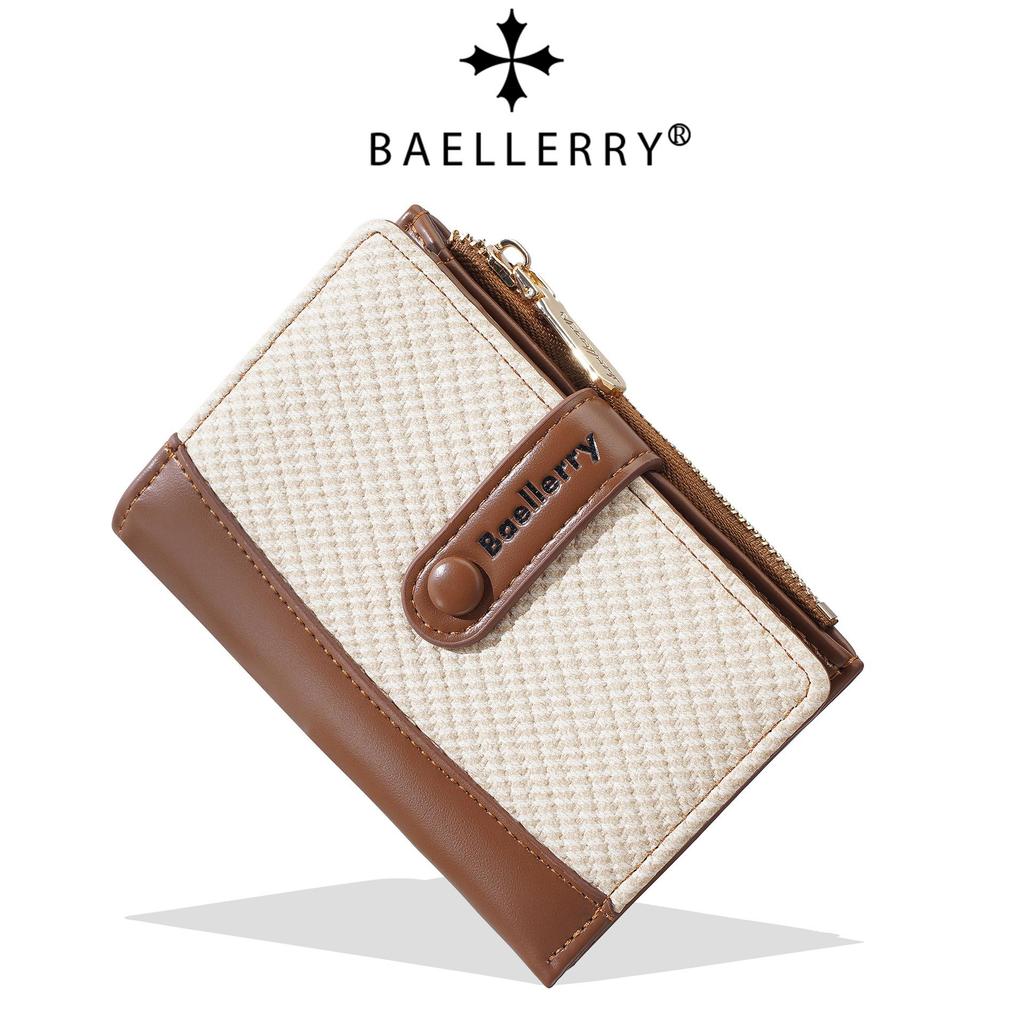 Korean Style Women's Short Wallet with Color Block, Multiple Card Slots, Money Clip, Zipper Coin Purse