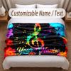 Music General Theme Soft Blanket Personalized Custom Name Text Print Warm Blanket Home Sofa Bedroom Decor