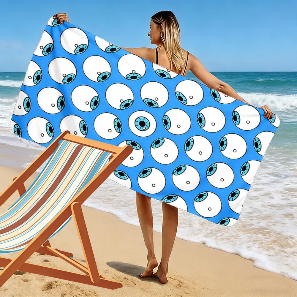 Whimsical floating gazes Print beach towel, quick drying, suitable for travel, outdoor sports, jogging, the beach and swimming, gift