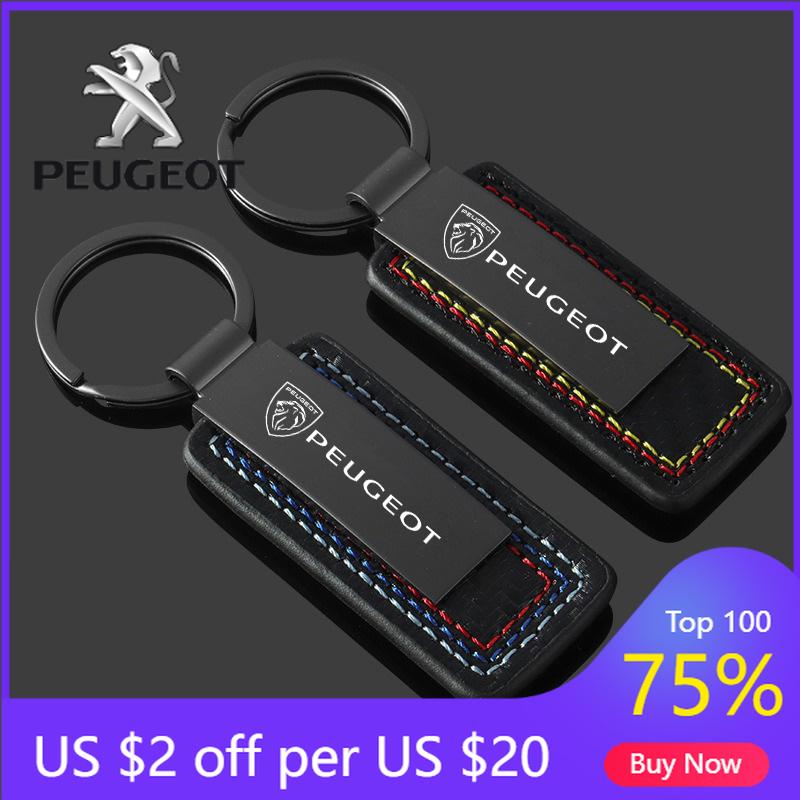 2026 Hot Car Sticker Leather Car Key Chain Anti-loss Keyring For Peugeot 307 308 206 207 3008 2008 406 407 408 508 301 208 Rifte