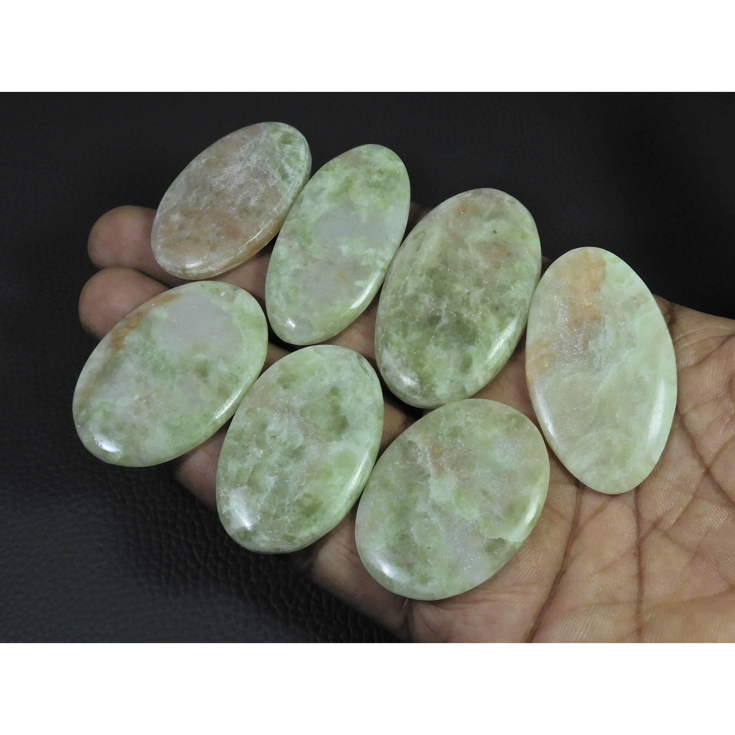 07Pcs Natural Sunstone Oval Shape Cabochon Loose Gemstone Lot 383Cts. C-2304