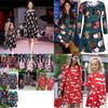 Elegant Girls Children Xmas Mother And Daughter Santa Bow Print Dress For Festive Celebrations