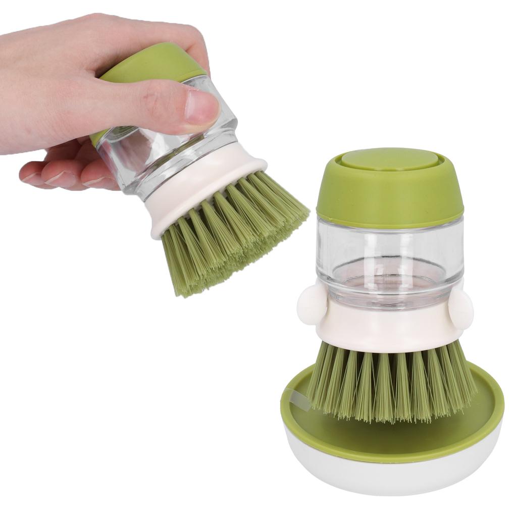 Automatically Add Liquid Dishwashing Brush Non Oily Cleaning Brush Kitchen Cleaning Tool(Green )