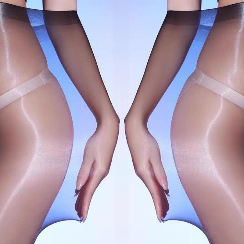 15g Super Light Oil Shiny Skinny Leg Tights With Foot Shape 1D Ultra Thin Transparent Medias De Mujer One Line Crotch Pantyhose