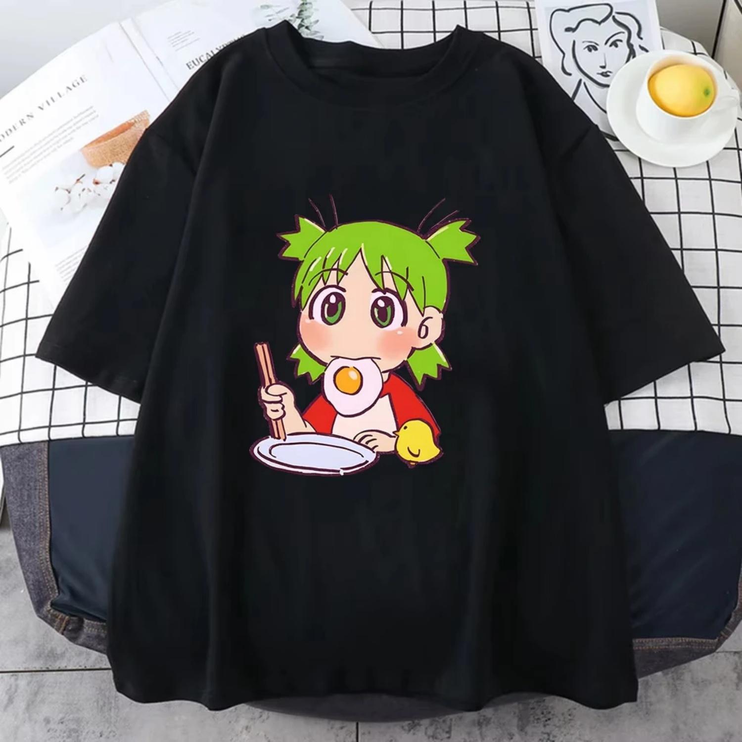 

Azumanga Daioh Yotsuba T-shirts Women Eating Poached Egg Chick Tshirts 100% Cotton T Shirts Manga_Comic Kawaii_Cute High Quality S разноцветный